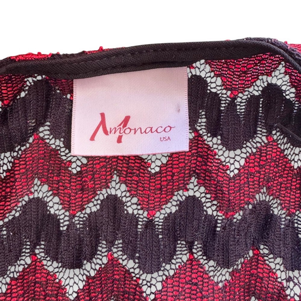 MONACO Red Black Lace Crop Top Bustier Size S - Picture 6 of 8